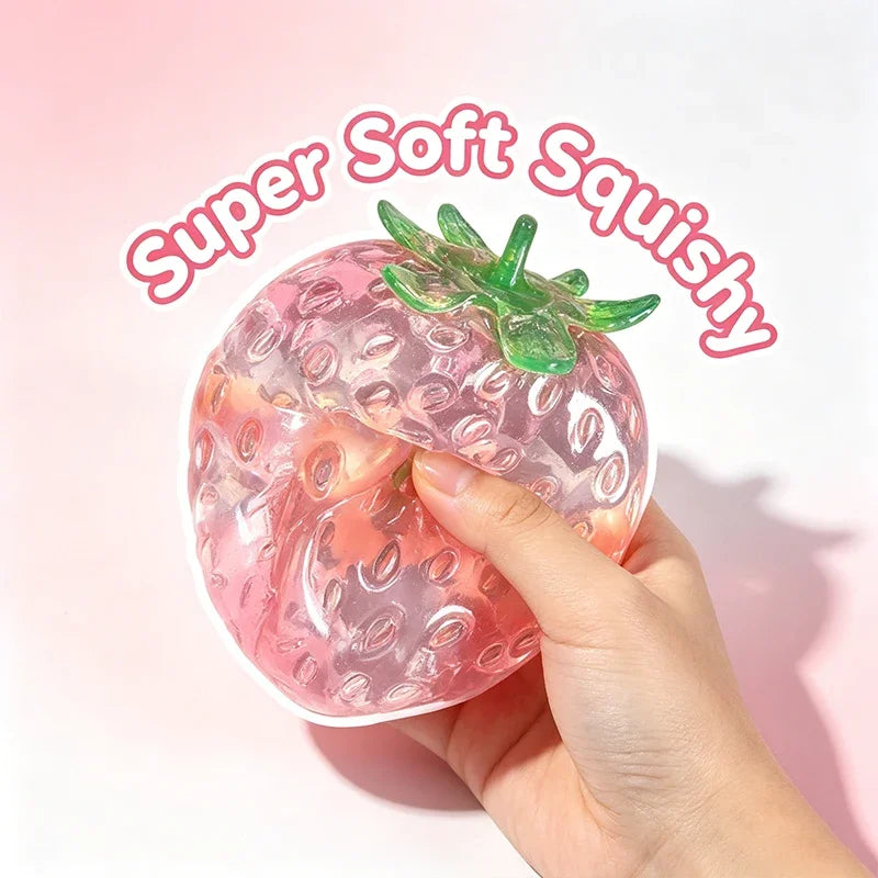 Squishy Vaseline Strawberry Stress Ball Toy Creative Strawberry No Rebound Squeeze Fidget Toy ASMR Sensory Stress Relief Toys